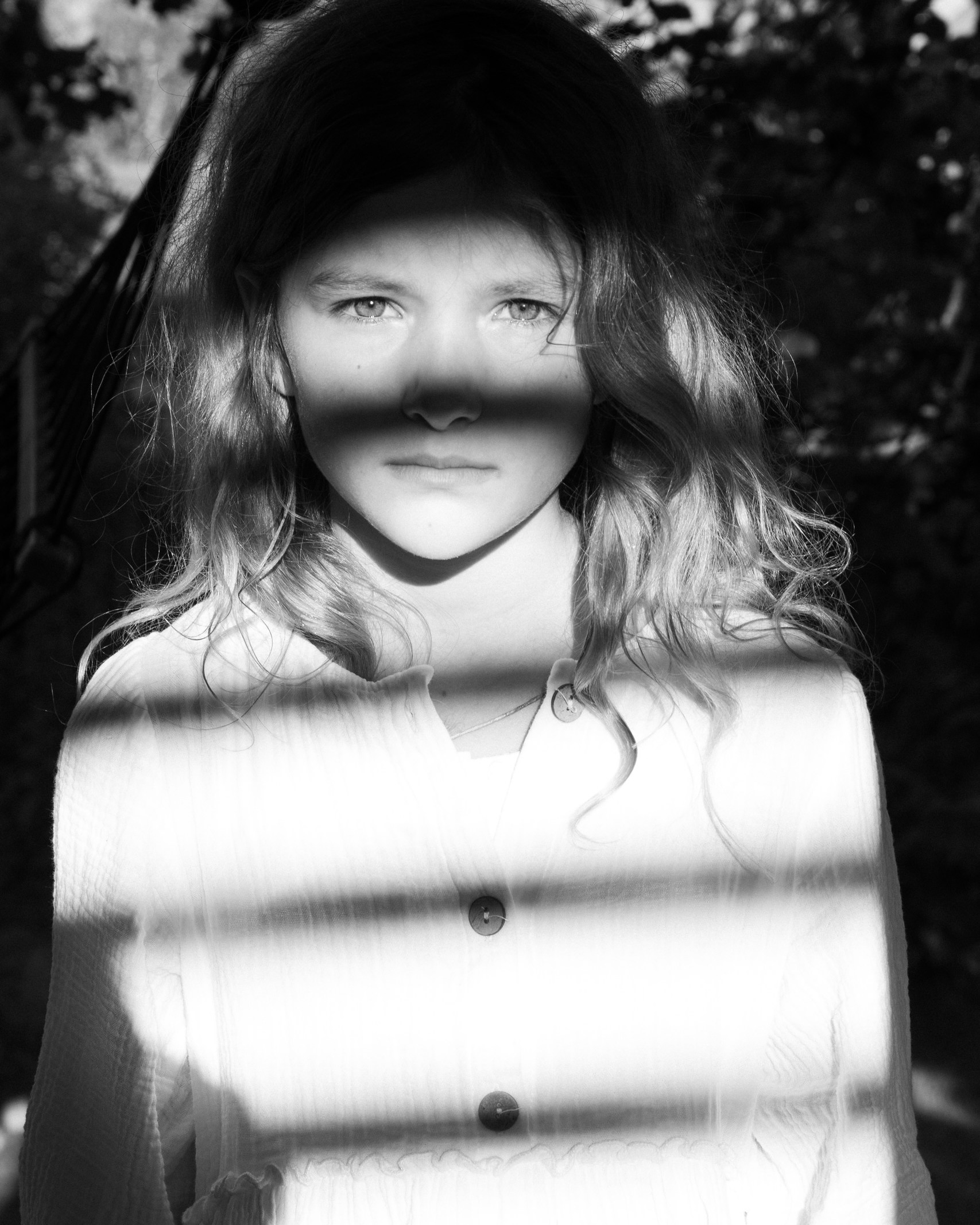 Through a grid of sunlight