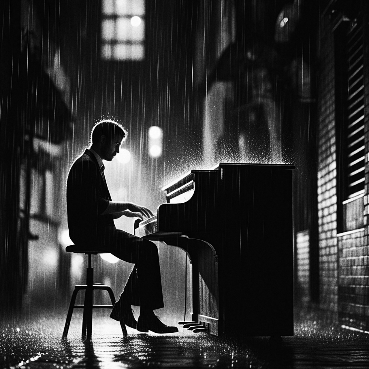Piano in the rain
